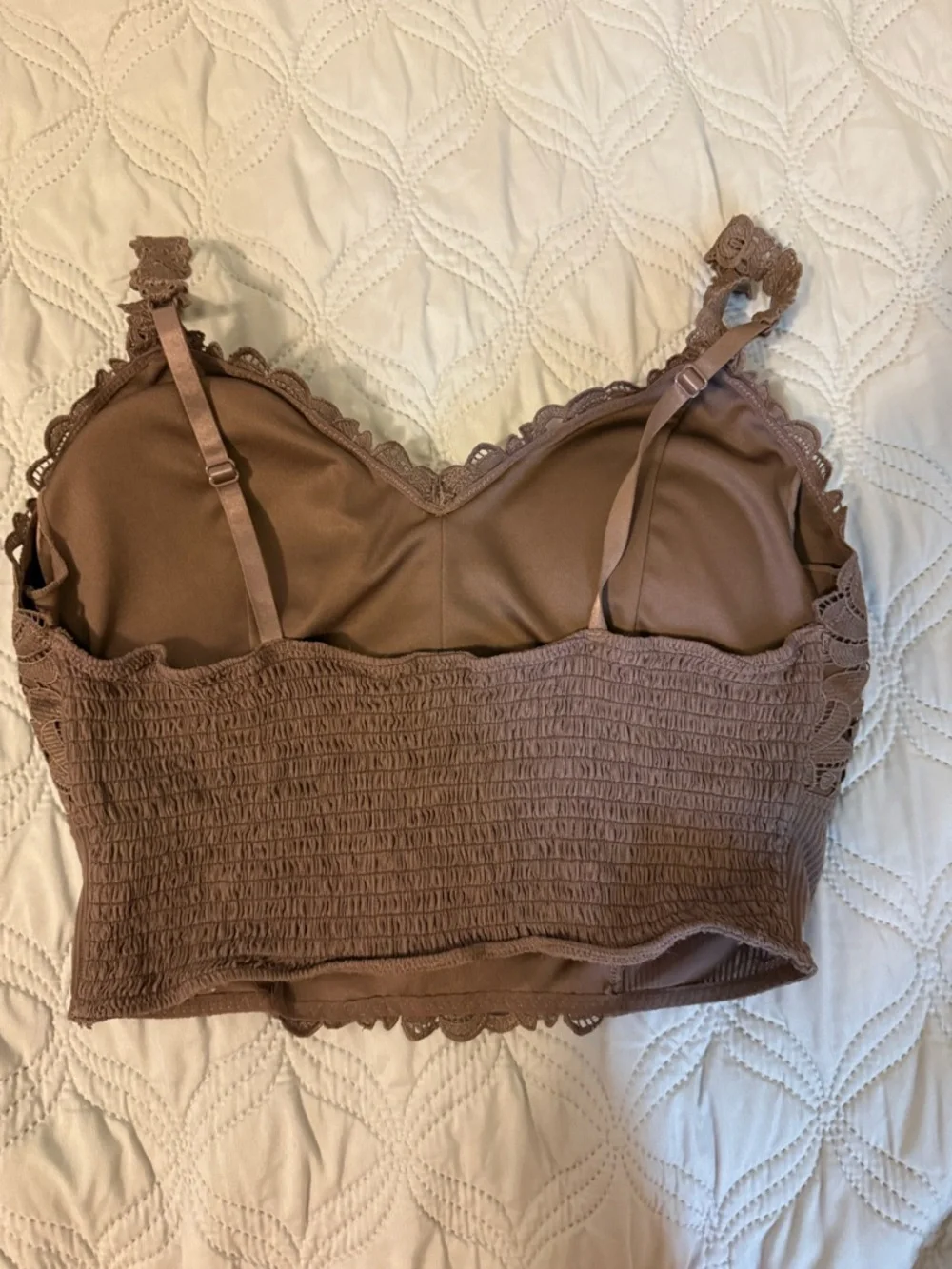 BKE Boutique Lace Bralette XL‎ Brown Boho Festival Crochet Crop Top